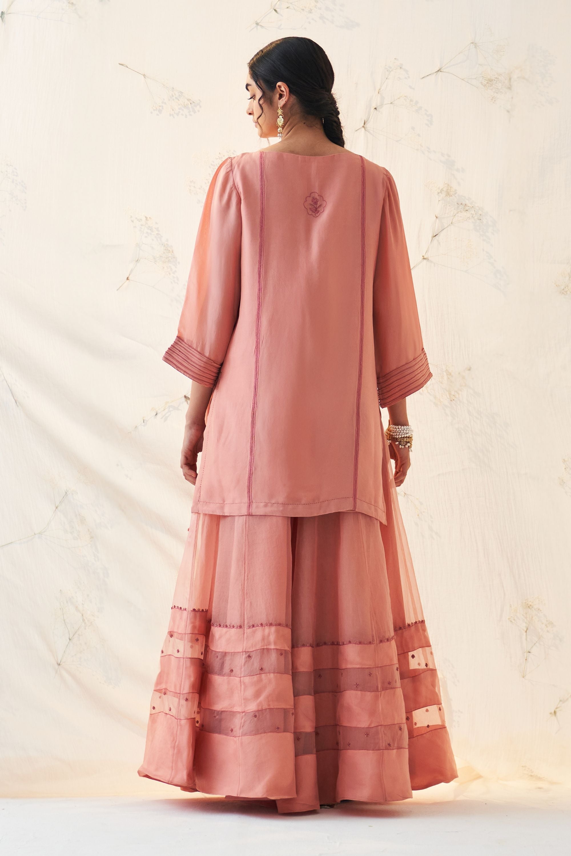 Peach Organza Sharara Set