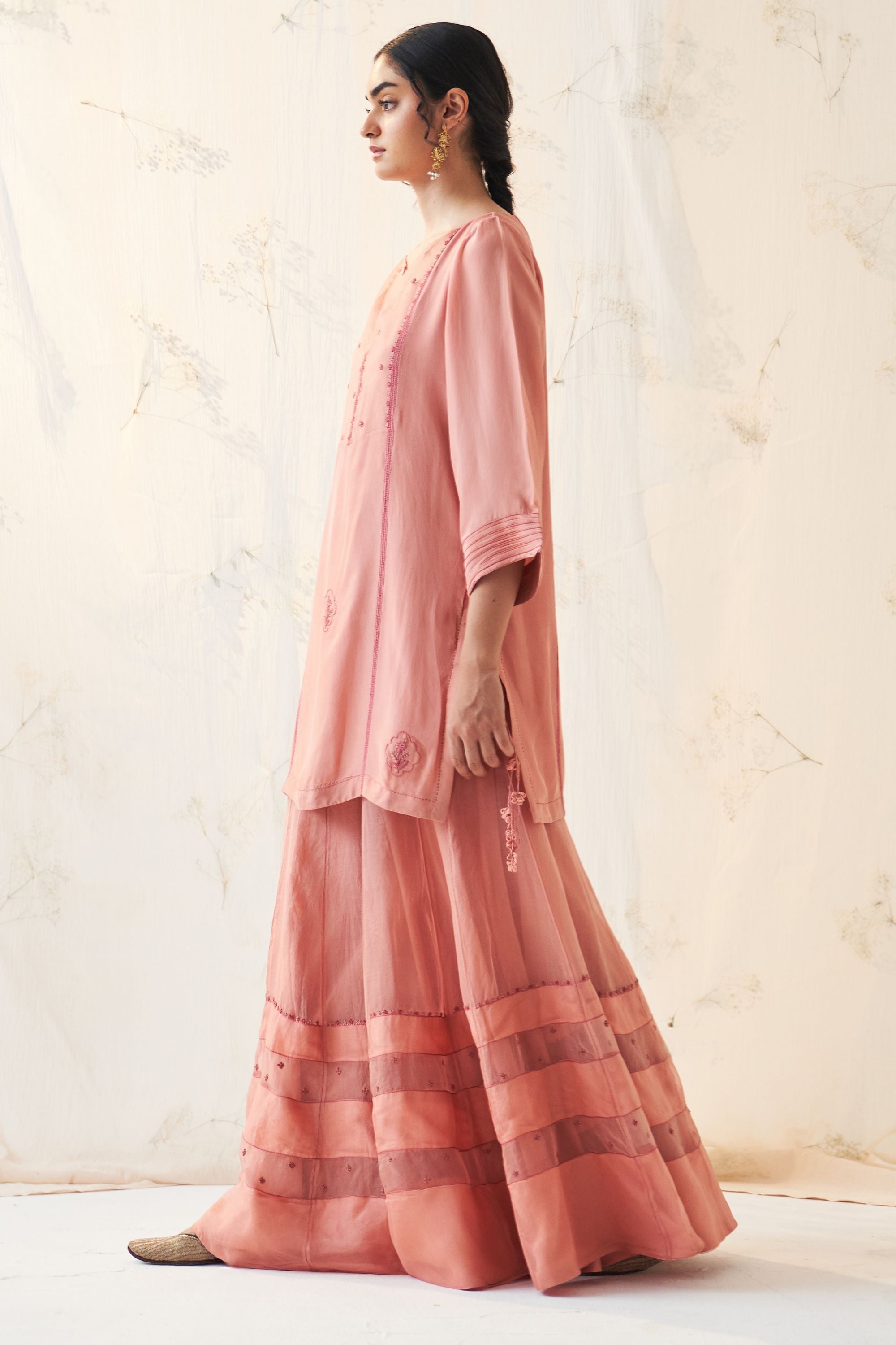 Peach Organza Sharara Set