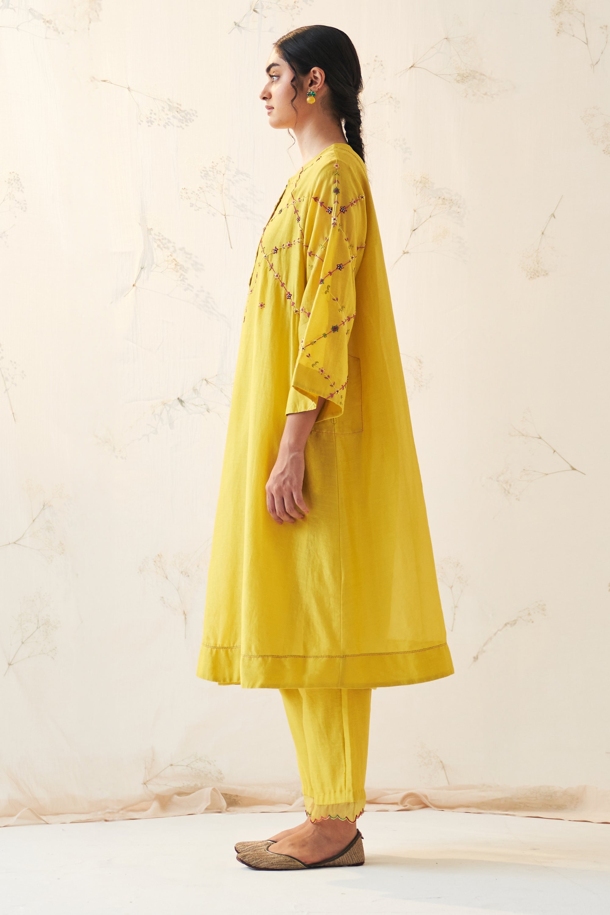 Yellow Chanderi Kurta Set