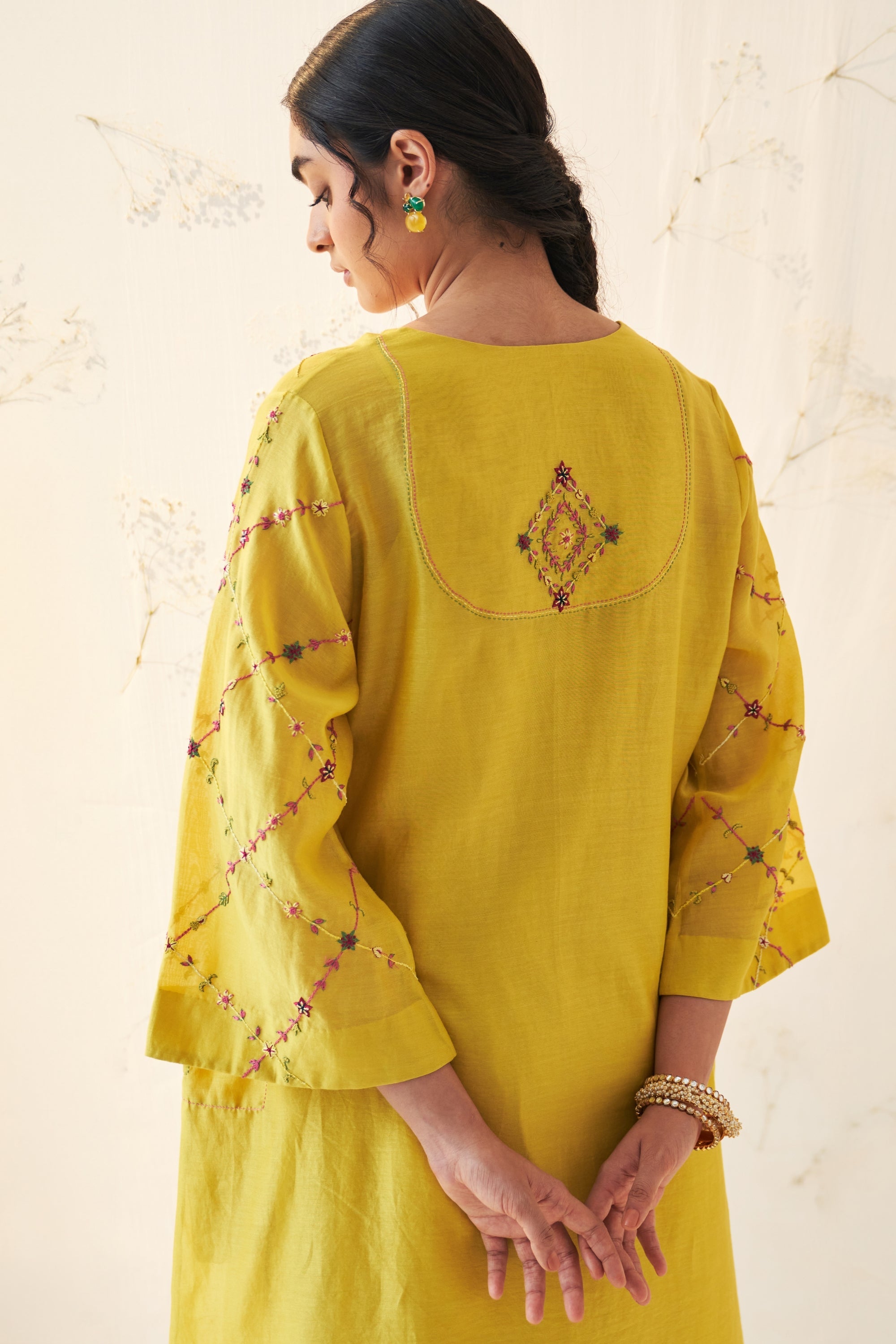 Yellow Chanderi Kurta Set