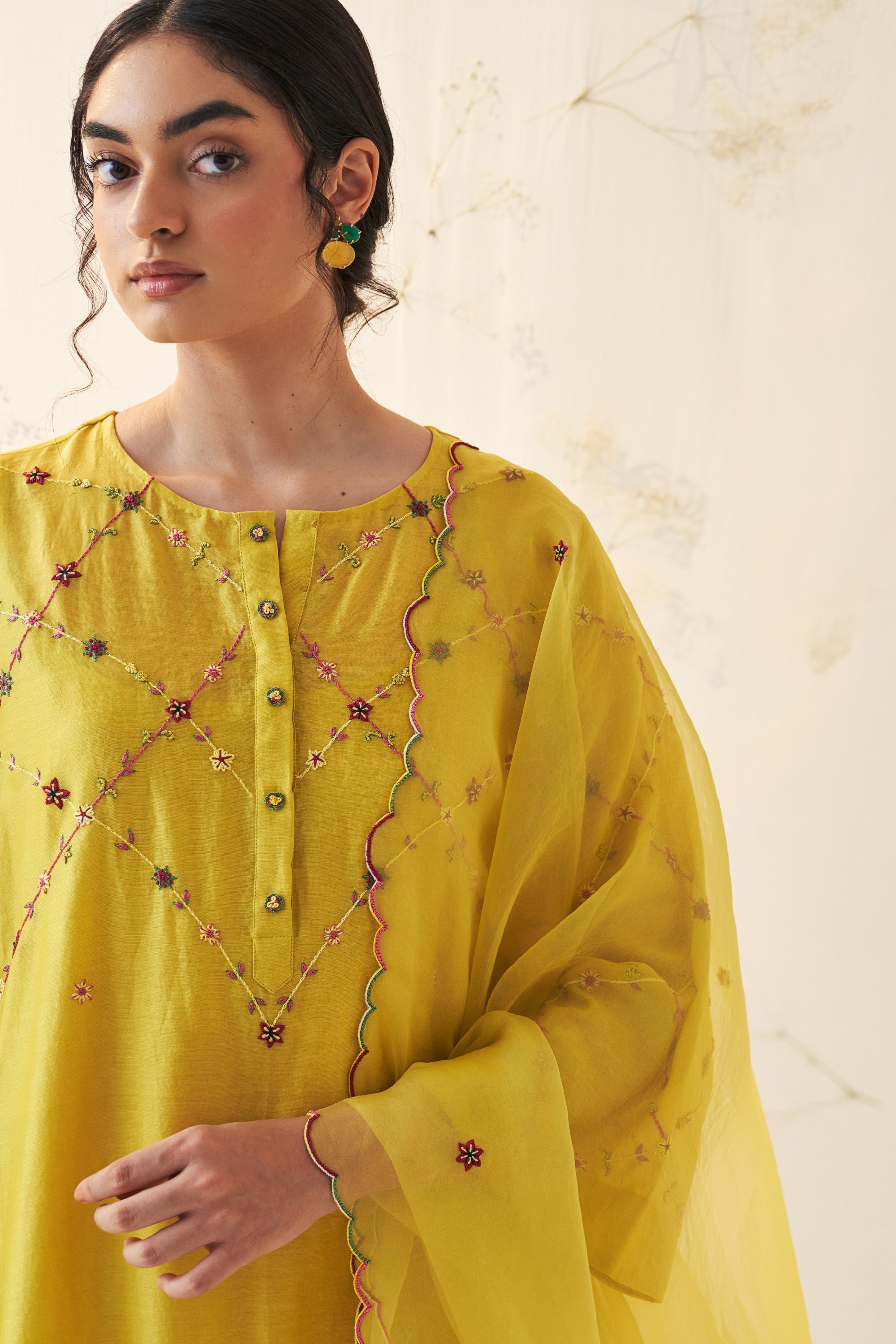 Yellow Chanderi Kurta Set