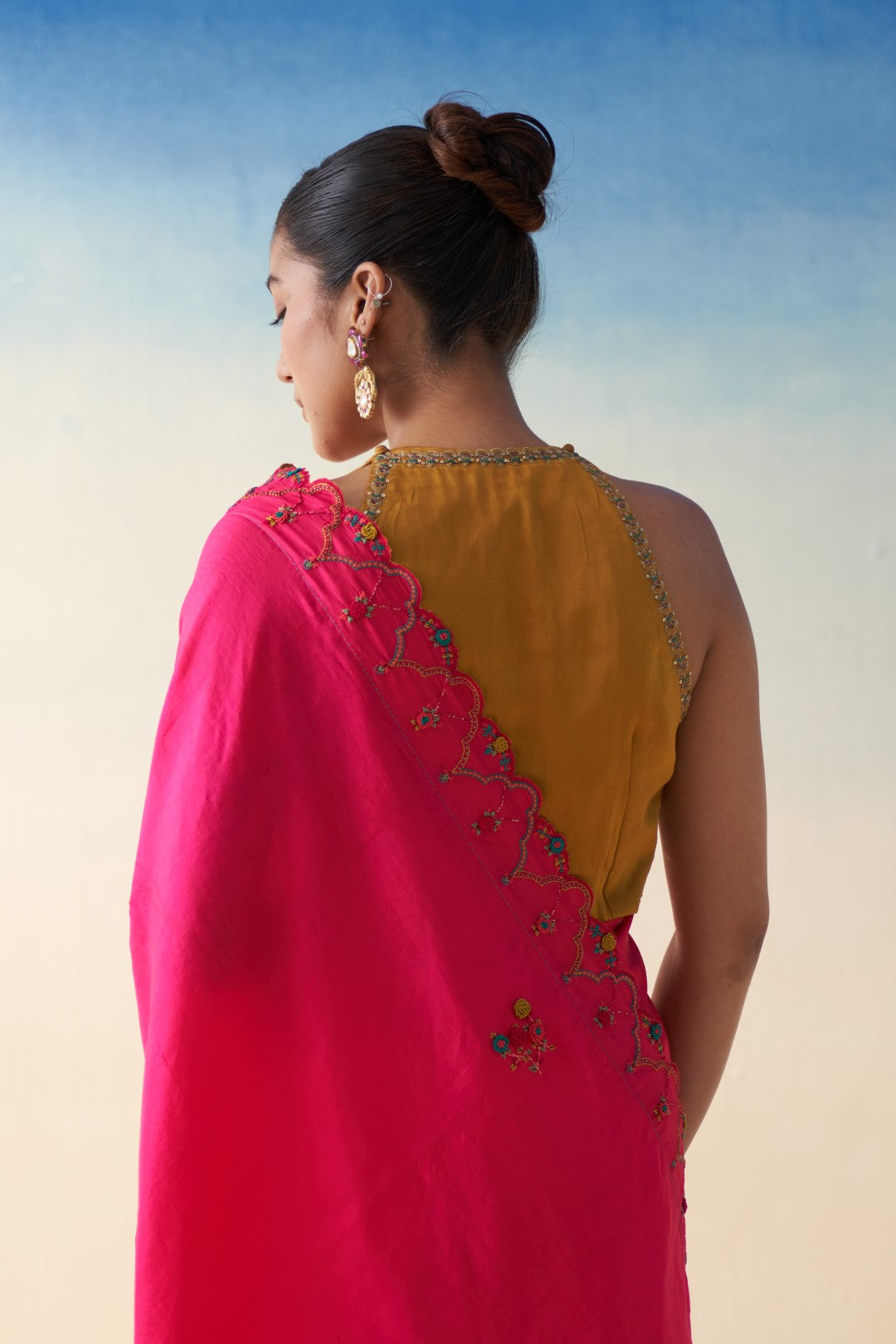 Mustard Silk Embroidered Stitched Blouse (01 Pc.)