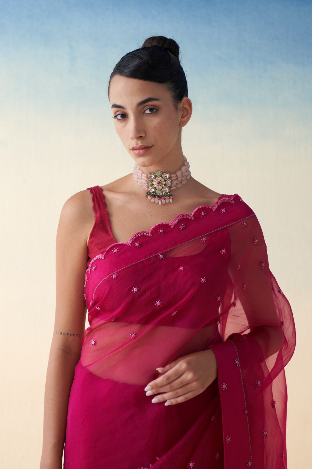 Fuchsia Chanderi Stitched Blouse (01 Pc.)