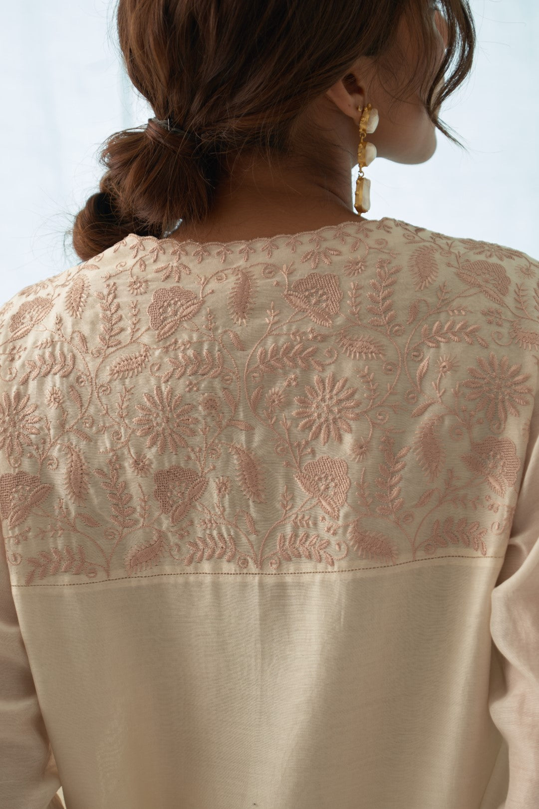 Ivory - Pink Embroidered Kurta Set