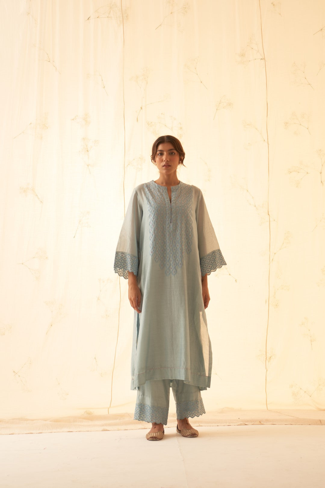 Ice Blue Chanderi Kurta Set