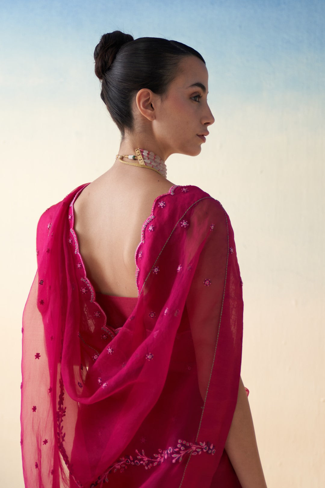 Fuchsia Chanderi Stitched Blouse (01 Pc.)