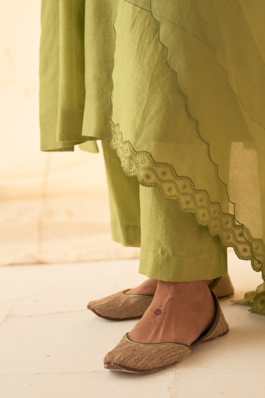 Lime Green Embroidered Kurta Set