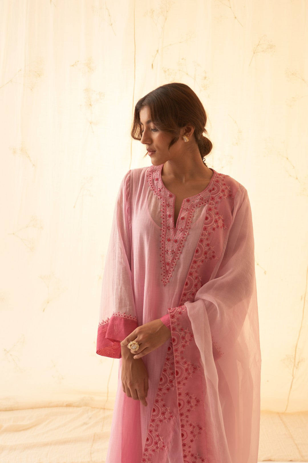 Pink Embroidered Kurta Set