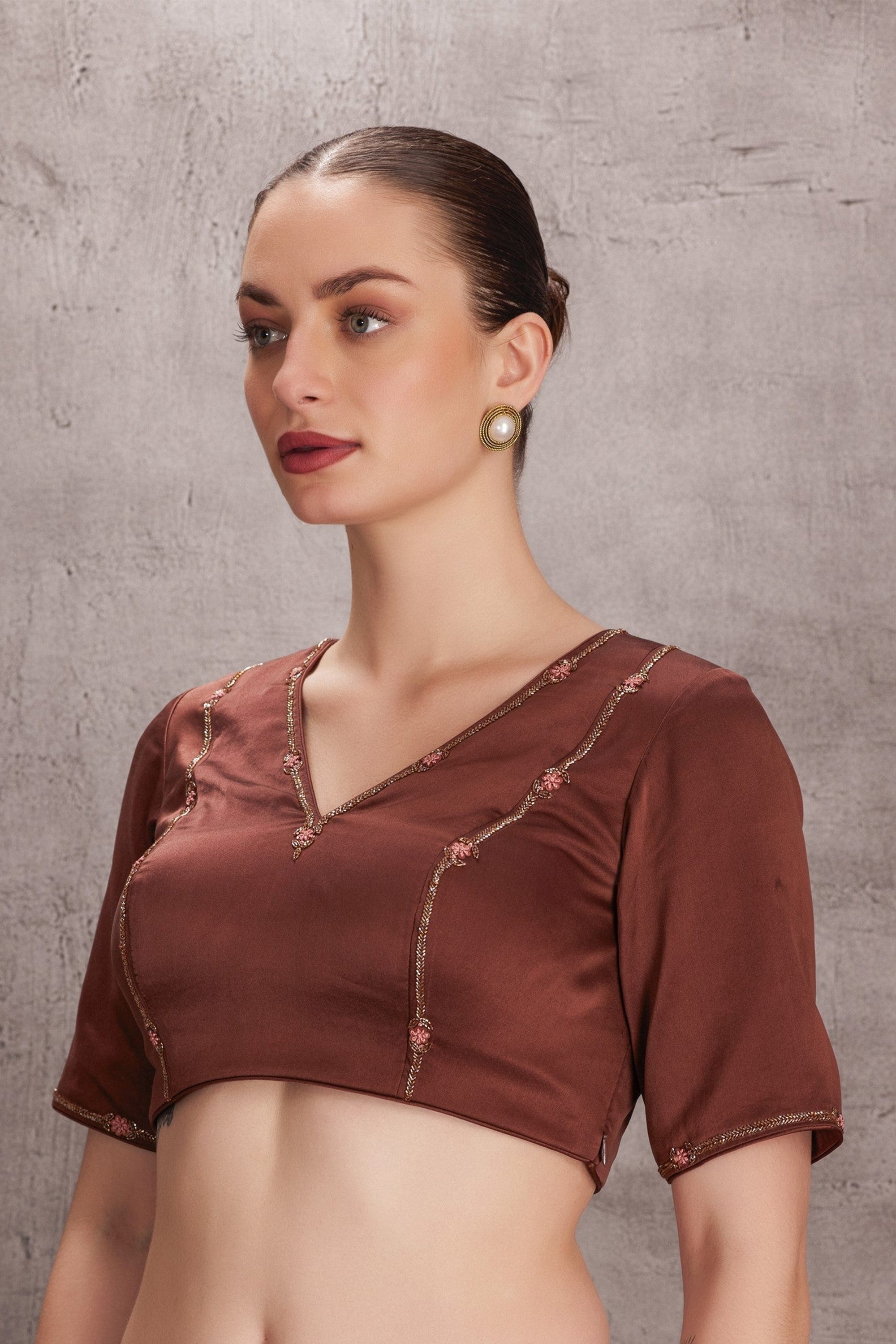 Brown Silk Blouse (JB-030)