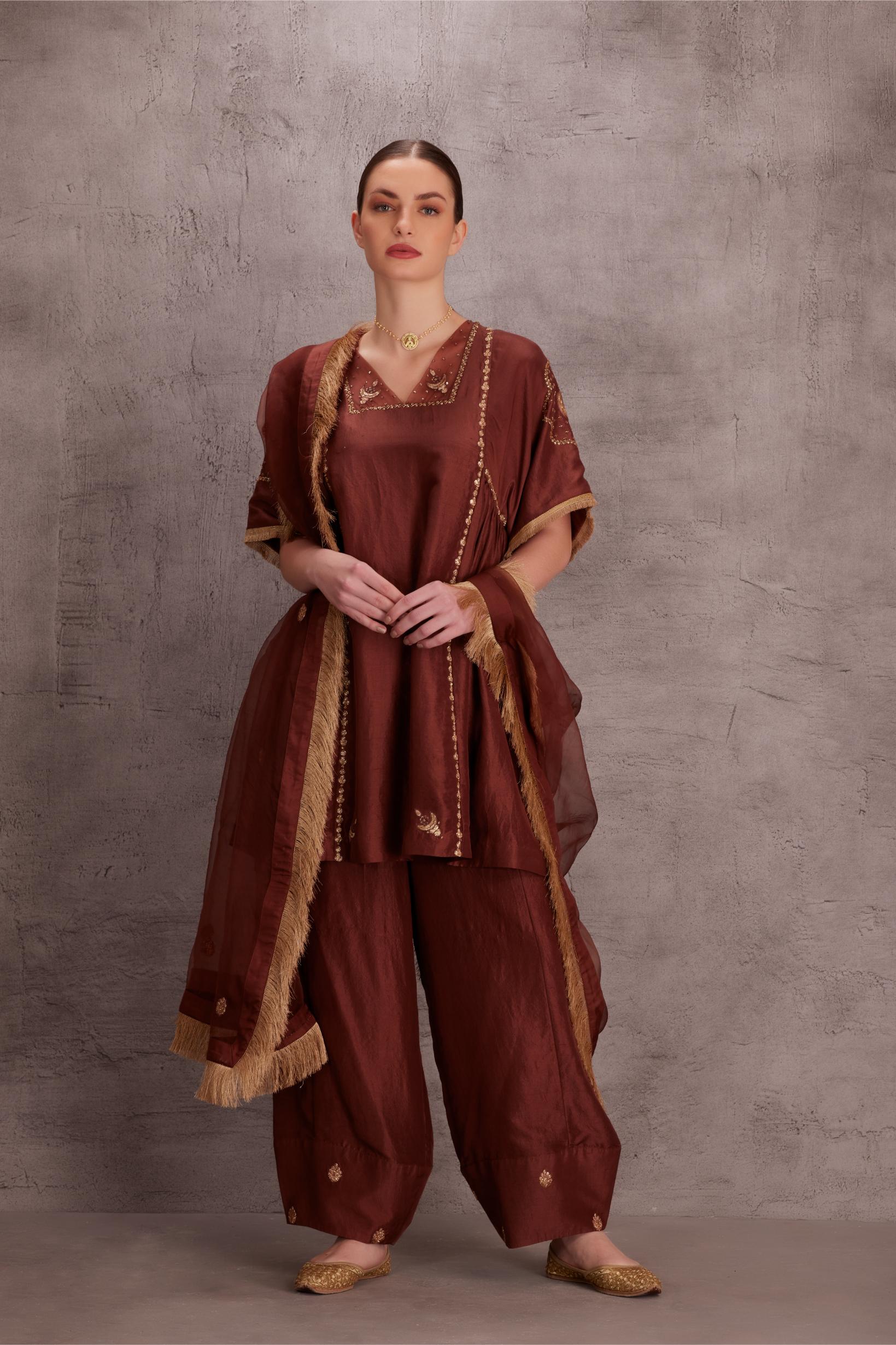 Brown Silk Kurta Set