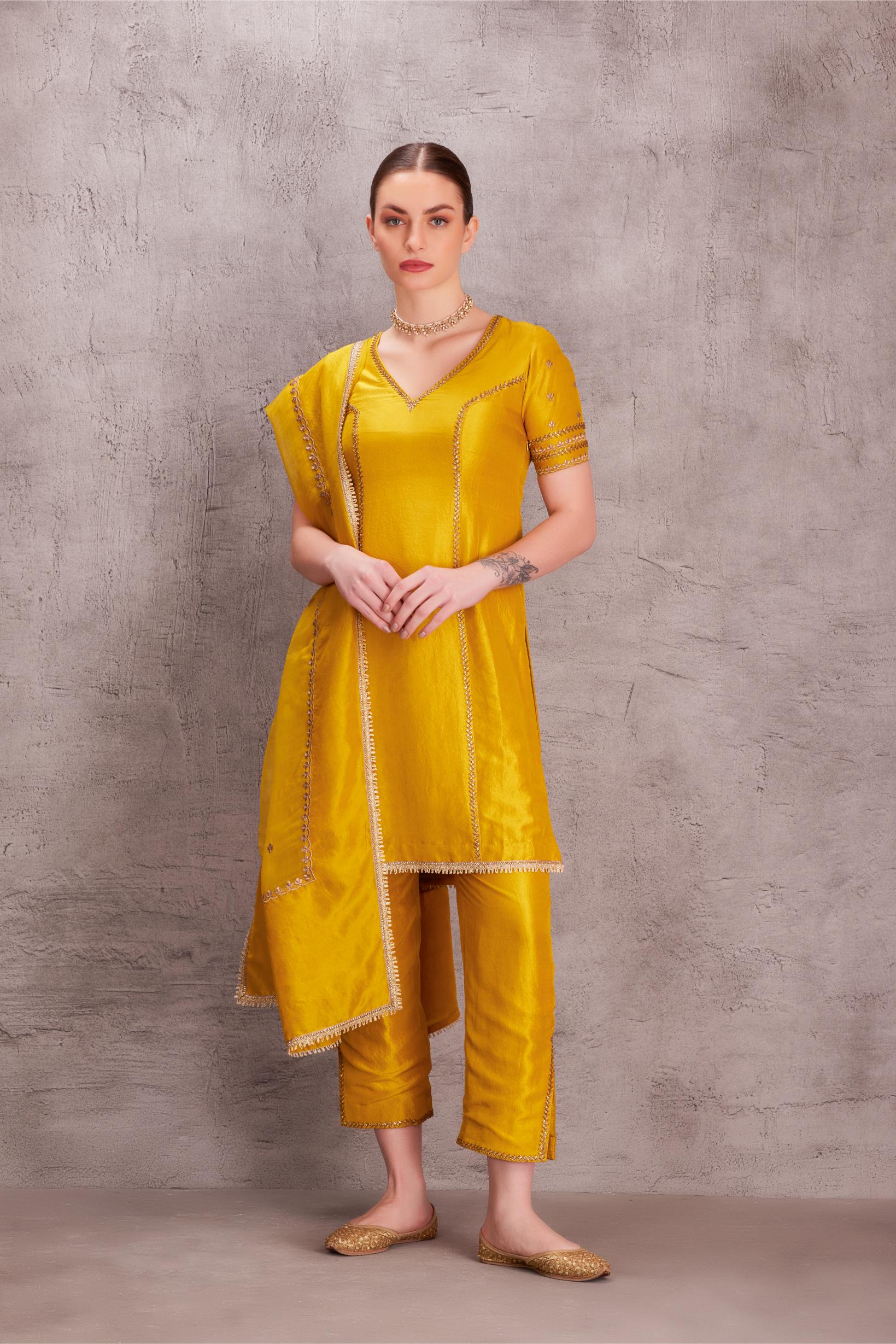 Yellow Silk Kurta Set (JK-014)