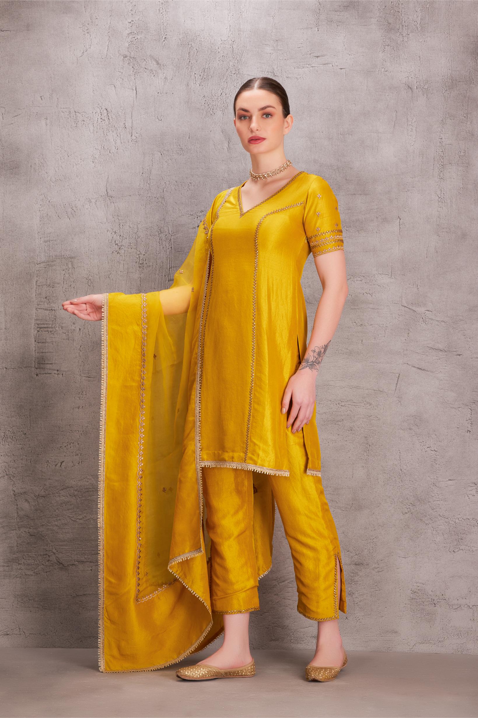 Yellow Silk Kurta Set (JK-014)