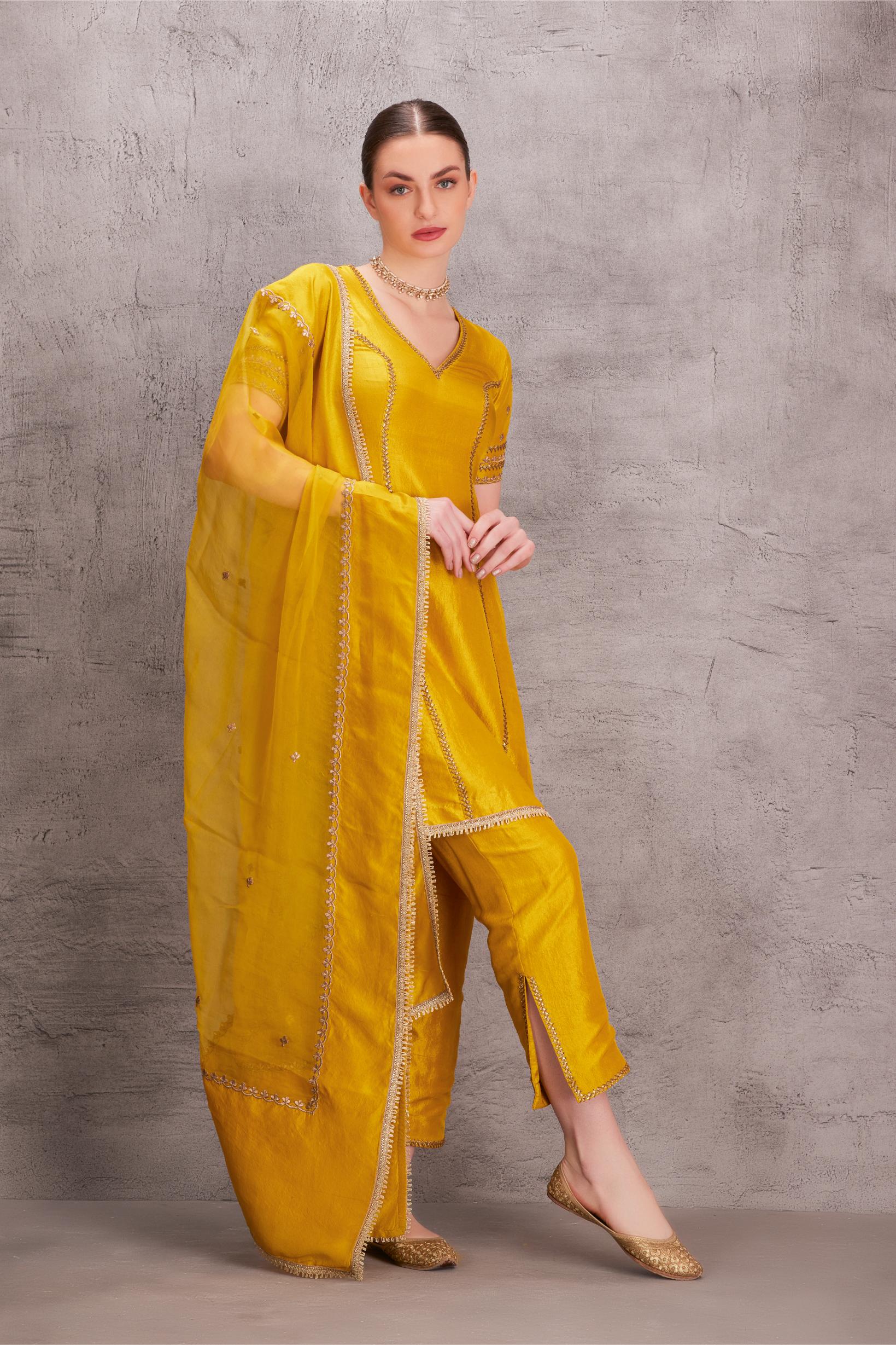 Yellow Silk Kurta Set (JK-014)