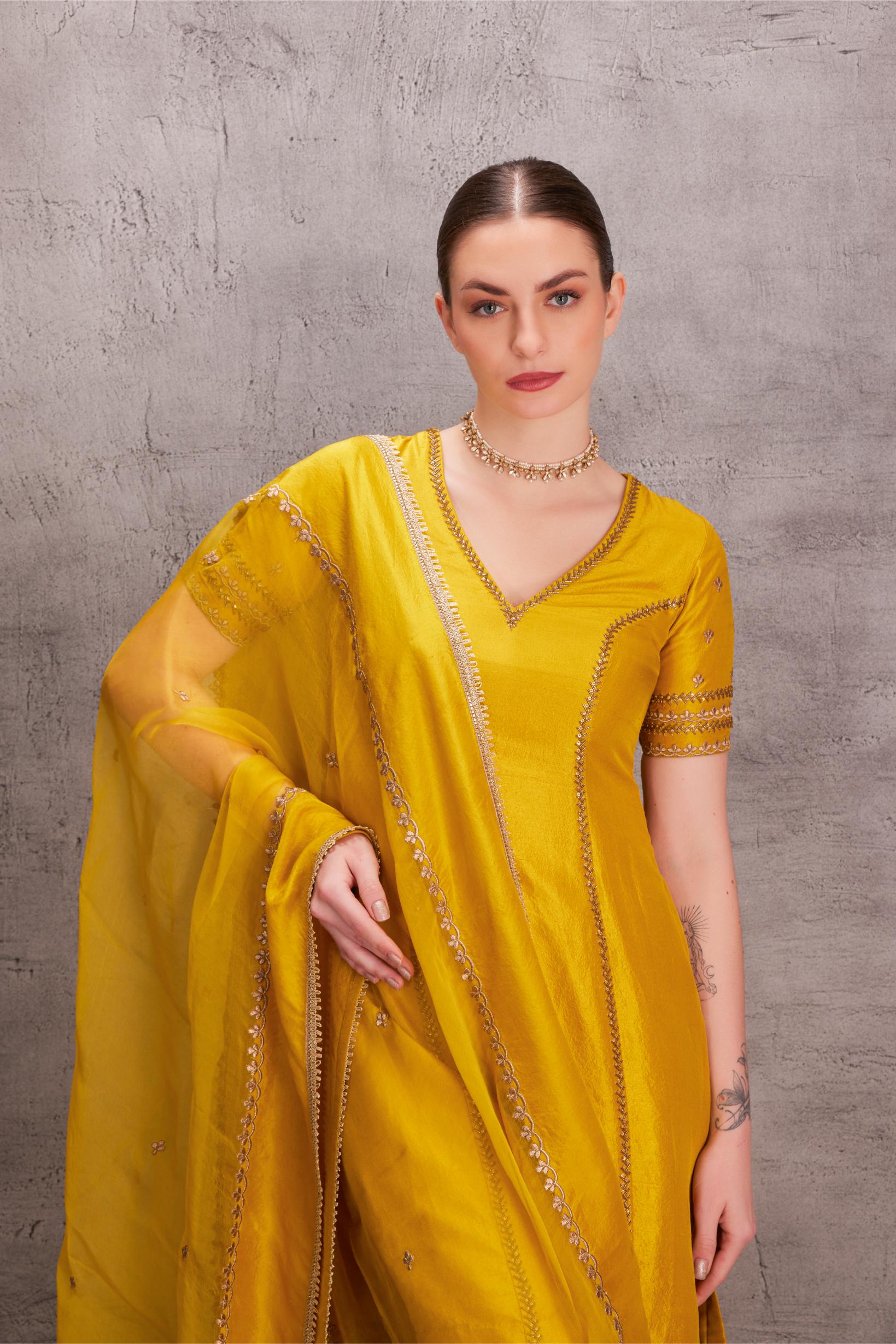 Yellow Silk Kurta Set (JK-014)