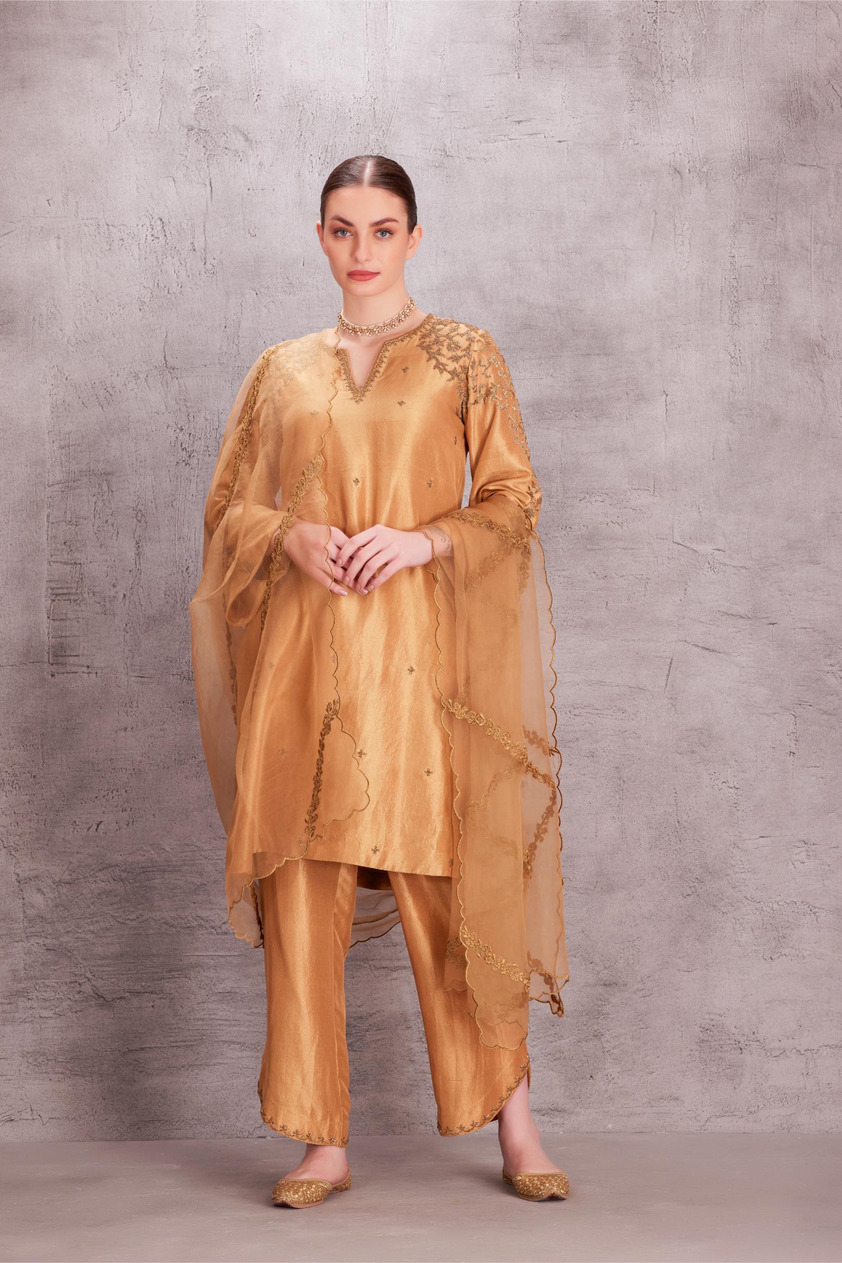 Golden Silk Kurta Set