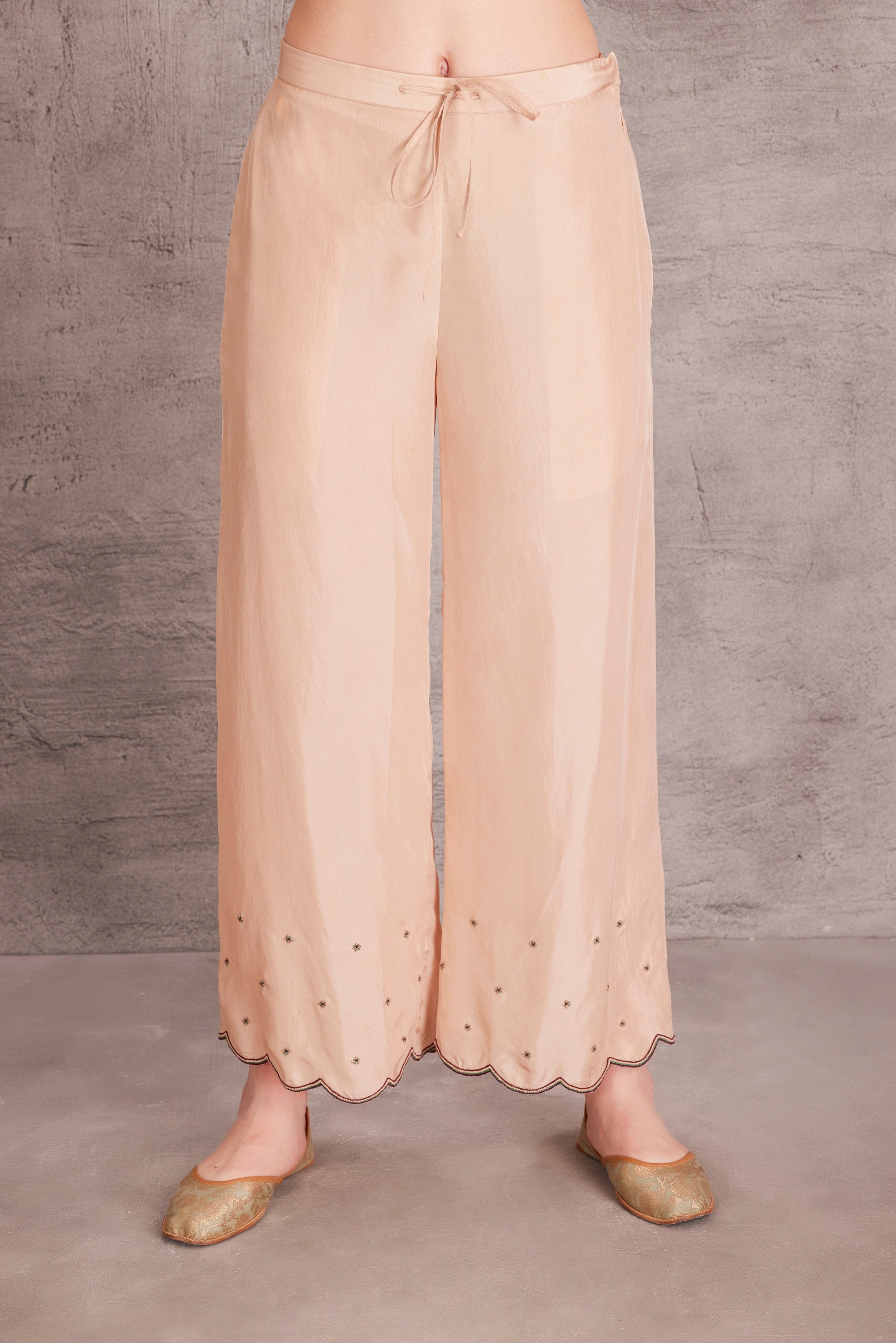 Beige Silk Pant