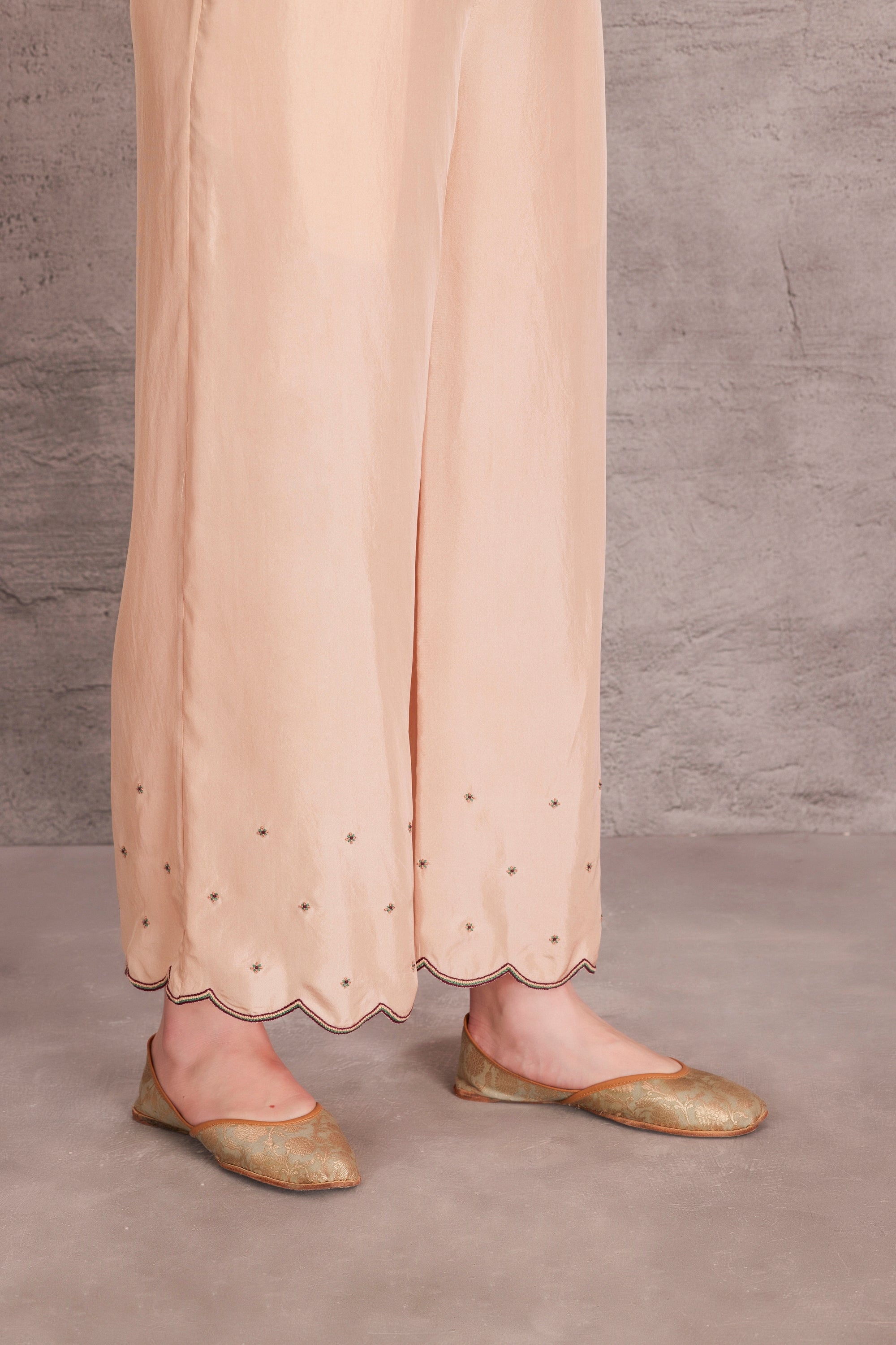 Beige Silk Pant