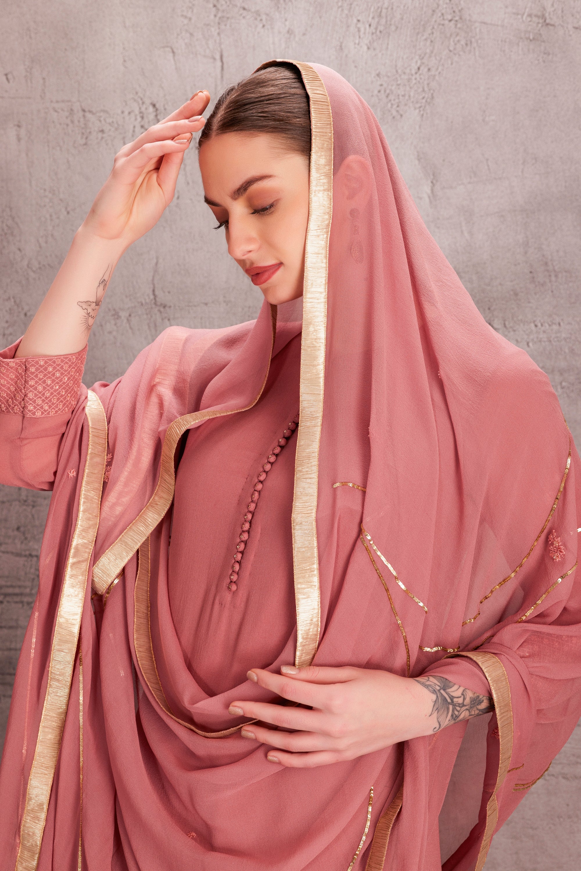 Dusty Georgette Pink kurta Set